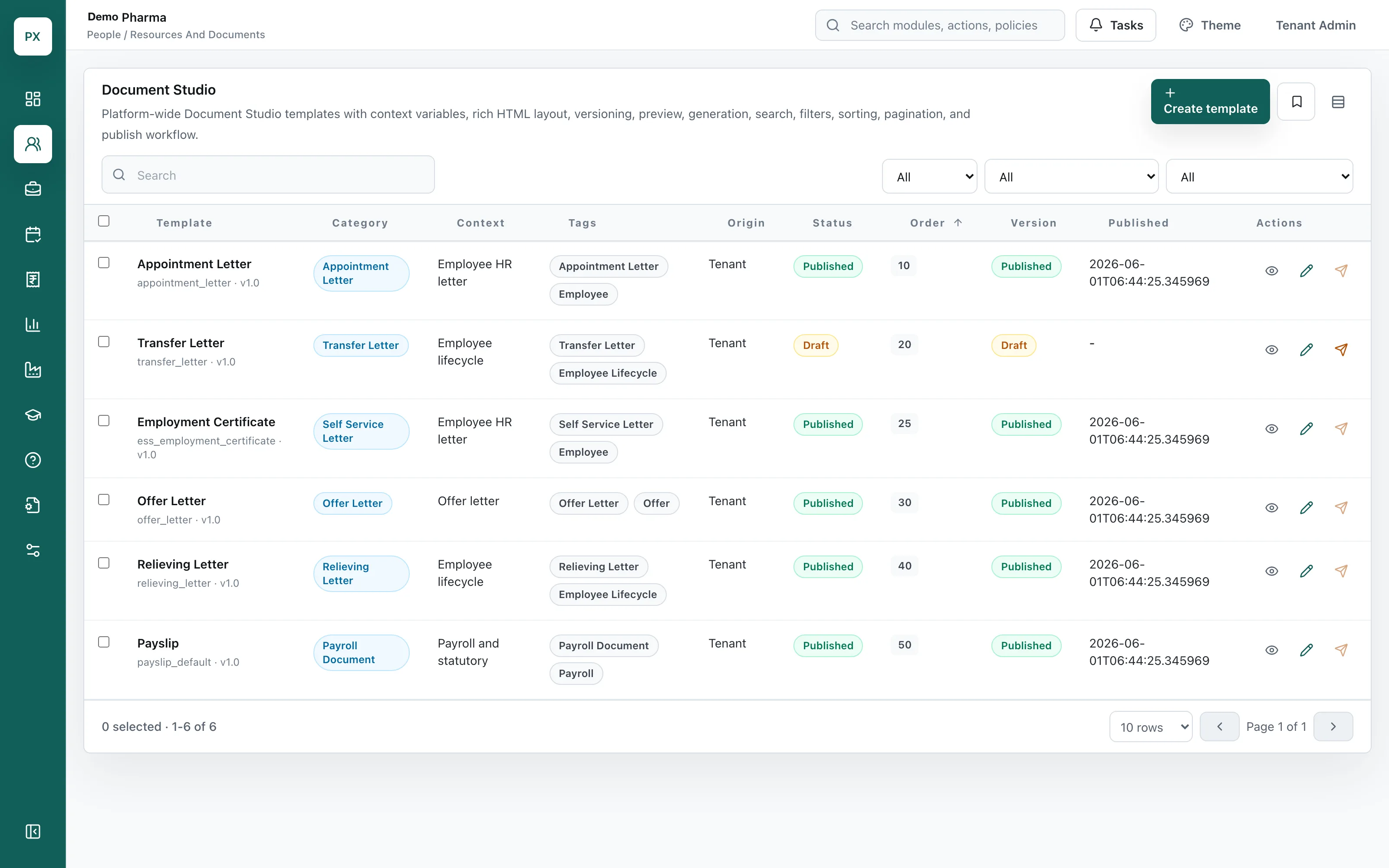 Document Studio template editor
