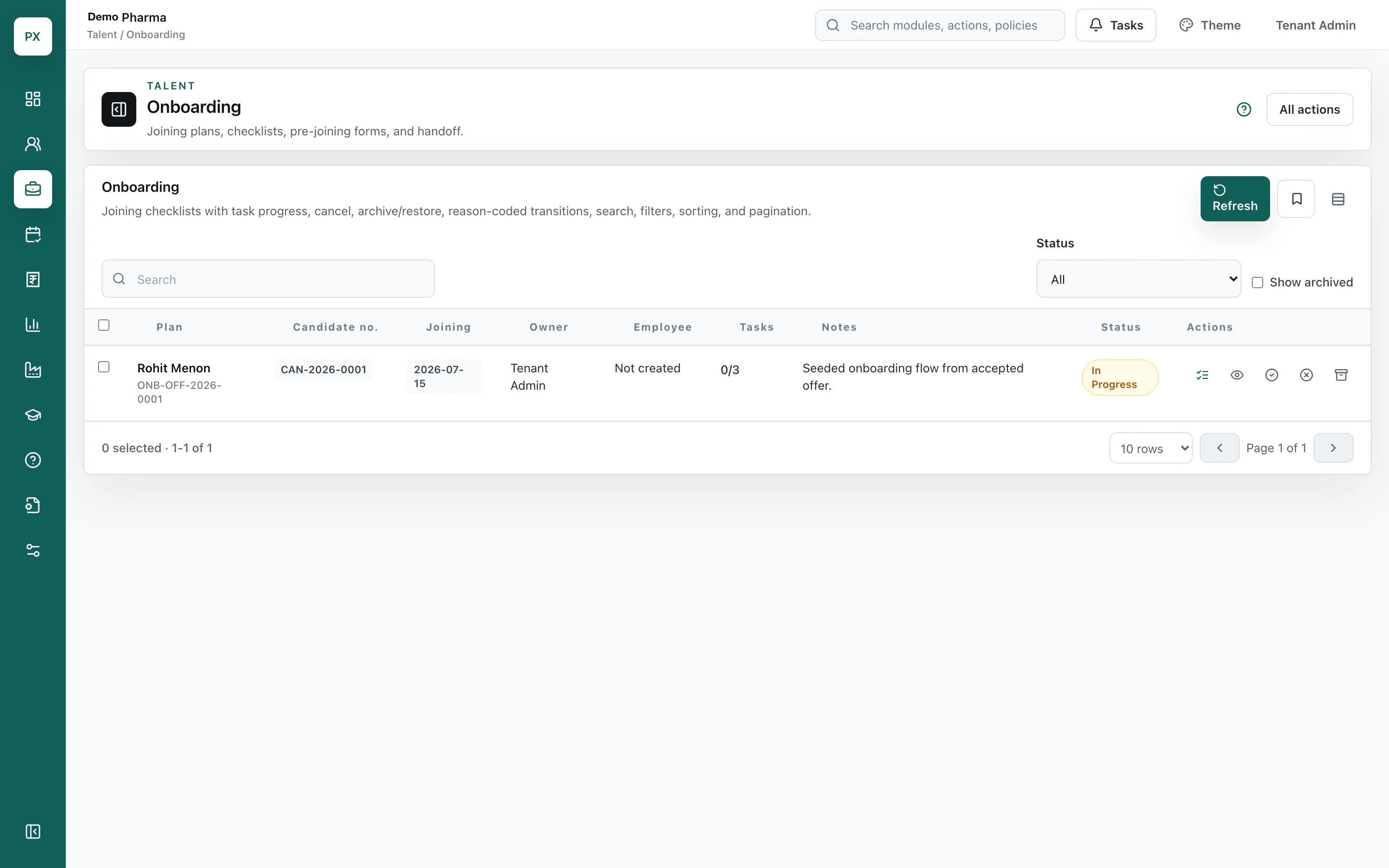 Onboarding checklist and joining tasks
